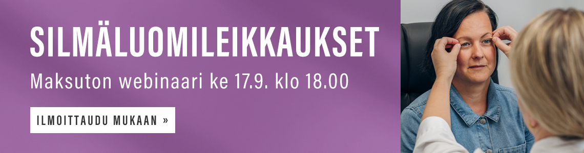 Silmäluomileikkausluento 17.9. klo 18 -teksti ja nainen