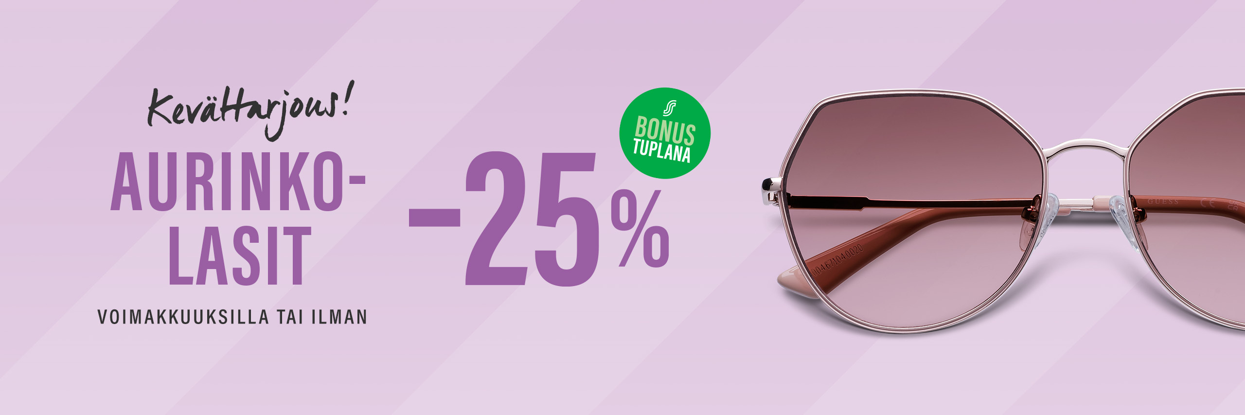 Kevättarjous: kaikki aurinkolasit -25 % ja Bonus tuplana S-Etukortilla!
